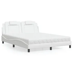 Bed with white synthetic leather mattress 160x200 cm by , Beds and slatted bases - Ref: Foro24-3208804, Price: 406,74 €, Disc...