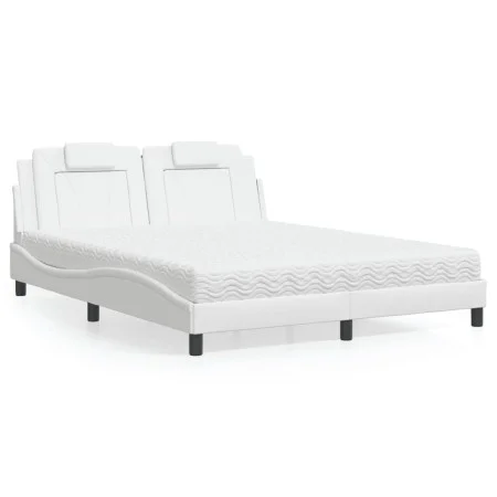 Bett mit weißem Kunstleder-Matratze 160x200 cm von , Betten und Lattenroste - Ref: Foro24-3208804, Preis: 406,50 €, Rabatt: %