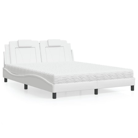 Bett mit weißem Kunstleder-Matratze 160x200 cm von , Betten und Lattenroste - Ref: Foro24-3208804, Preis: 406,06 €, Rabatt: %