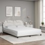 Bed with white synthetic leather mattress 160x200 cm by , Beds and slatted bases - Ref: Foro24-3208804, Price: 406,06 €, Disc...