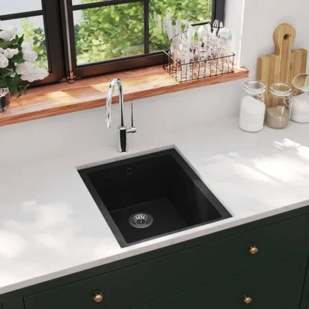 Kitchen sink with black granite overflow by vidaXL, Sinks - Ref: Foro24-147073, Price: 163,36 €, Discount: %