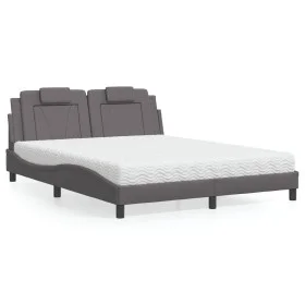 Bed with gray synthetic leather mattress 160x200 cm by , Beds and slatted bases - Ref: Foro24-3208806, Price: 410,99 €, Disco...