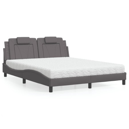 Bed with gray synthetic leather mattress 160x200 cm by , Beds and slatted bases - Ref: Foro24-3208806, Price: 430,16 €, Disco...