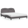 Bed with gray synthetic leather mattress 160x200 cm by , Beds and slatted bases - Ref: Foro24-3208806, Price: 430,16 €, Disco...