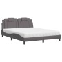 Bed with gray synthetic leather mattress 160x200 cm by , Beds and slatted bases - Ref: Foro24-3208806, Price: 430,16 €, Disco...