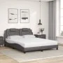 Bed with gray synthetic leather mattress 160x200 cm by , Beds and slatted bases - Ref: Foro24-3208806, Price: 410,99 €, Disco...