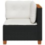 Corner garden sofa with black synthetic rattan cushions by , Outdoor sofas - Ref: Foro24-365902, Price: 106,55 €, Discount: %