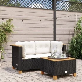 Corner garden sofas with 2 black synthetic rattan cushions by , Outdoor sofas - Ref: Foro24-365914, Price: 180,70 €, Discount: %