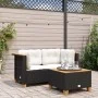 Ecksofas für den Garten mit 2 Stück schwarzen Kunststoff-Rattan-Kissen. von , Outdoor-Sofas - Ref: Foro24-365914, Preis: 157,...