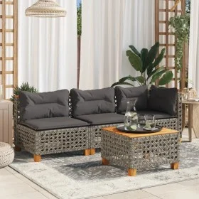 3-seater garden sofa with grey synthetic rattan cushions by , Outdoor sofas - Ref: Foro24-365942, Price: 258,72 €, Discount: %