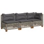 3-seater garden sofa with grey synthetic rattan cushions by , Outdoor sofas - Ref: Foro24-365942, Price: 248,23 €, Discount: %