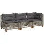 3-seater garden sofa with grey synthetic rattan cushions by , Outdoor sofas - Ref: Foro24-365942, Price: 258,72 €, Discount: %