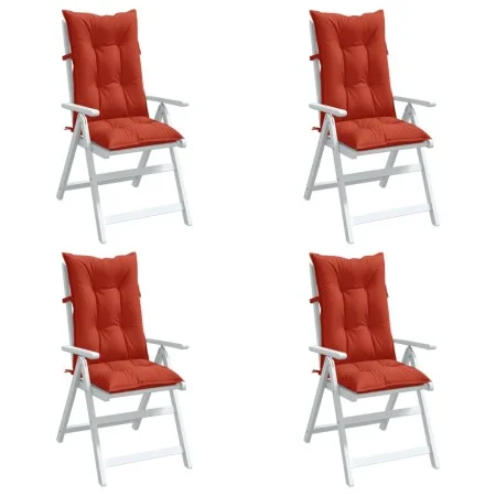 High back chair cushions 4 units red melange fabric 120x50x7 cm by , Cushions for chairs and sofas - Ref: Foro24-4002365, Pri...