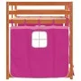 Litera con cortinas madera maciza de pino rosa 90x200 cm de , Camas y somieres - Ref: Foro24-3283948, Precio: 175,33 €, Descu...