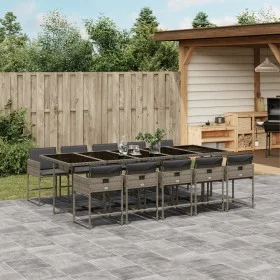 11-piece garden dining set with gray synthetic rattan cushions by , Garden sets - Ref: Foro24-3278059, Price: 924,31 €, Disco...