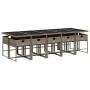 Set de comedor de jardín 11 pzas y cojines ratán sintético gris
