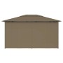 Marquesina de jardín con cortinas gris taupe 4x3 m 180 g/m²