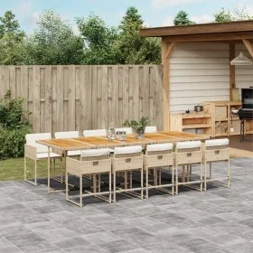 Garden dining set 11 pieces with beige synthetic rattan cushions by , Garden sets - Ref: Foro24-3278067, Price: 972,71 €, Dis...