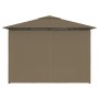 Marquesina de jardín con cortinas gris taupe 4x3 m 180 g/m²