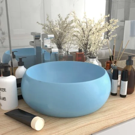 Matte light blue round ceramic luxury washbasin 40x15 cm by vidaXL, Sinks - Ref: Foro24-147000, Price: 76,35 €, Discount: %