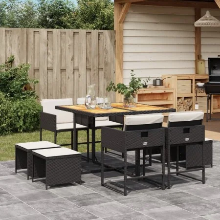 9-piece garden dining set with black synthetic rattan cushions by , Garden sets - Ref: Foro24-3278090, Price: 461,80 €, Disco...
