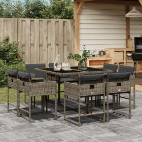 Garten-Essgruppe, 9-teilig, mit grauen Polstern aus synthetischem Rattan. von , Gartensets - Ref: Foro24-3278143, Preis: 554,...
