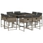 Set comedor jardín 9 pzas y cojines ratán sintético gris de , Conjuntos de jardín - Ref: Foro24-3278143, Precio: 424,60 €, De...