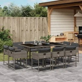 Garten-Essgruppe 11-teilig mit grauen Polstern aus synthetischem Rattan. von , Gartensets - Ref: Foro24-3278155, Preis: 728,6...