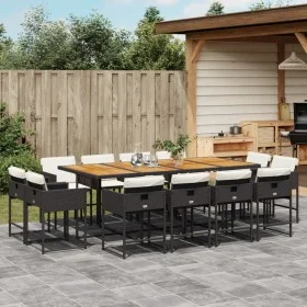 Set comedor de jardín con cojines 13 pzas ratán sintético negro de , Conjuntos de jardín - Ref: Foro24-3278174, Precio: 957,6...