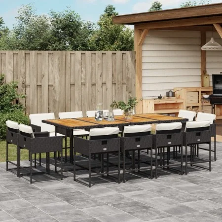 Set comedor de jardín con cojines 13 pzas ratán sintético negro de , Conjuntos de jardín - Ref: Foro24-3278174, Precio: 837,7...