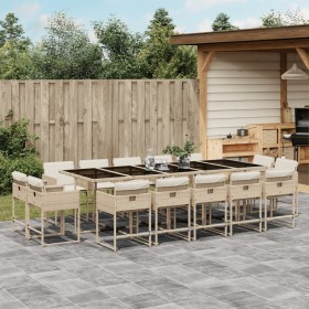 Garden dining set with 15-piece synthetic rattan beige cushions by , Garden sets - Ref: Foro24-3278181, Price: 853,75 €, Disc...