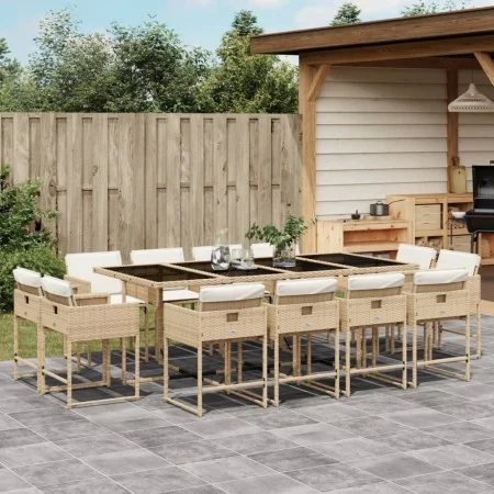 Set comedor de jardín con cojines 13 pzas ratán sintético beige de , Conjuntos de jardín - Ref: Foro24-3278169, Precio: 833,5...