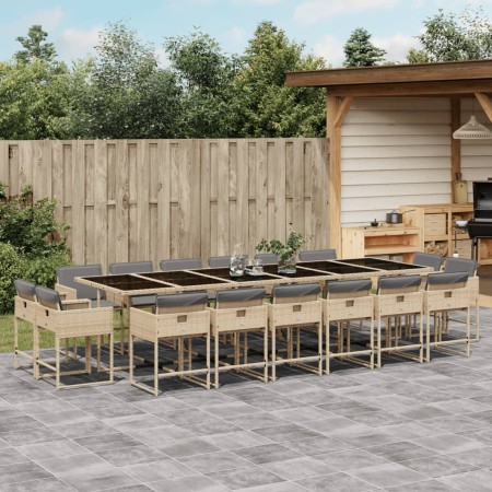 Garten-Essgruppe, 17-teilig, mit beigen Polstern aus synthetischem Rattan. von , Gartensets - Ref: Foro24-3278195, Preis: 973...