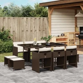 Garden dining set 11 pieces and brown synthetic rattan cushions by , Garden sets - Ref: Foro24-3277916, Price: 513,03 €, Disc...