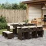 Garten-Essgruppe mit 11 Teilen und braunen Kunststoff-Rattan-Kissen. von , Gartensets - Ref: Foro24-3277916, Preis: 498,54 €,...