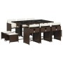 Garden dining set 11 pieces and brown synthetic rattan cushions by , Garden sets - Ref: Foro24-3277916, Price: 505,37 €, Disc...