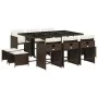 Garden dining set 11 pieces and brown synthetic rattan cushions by , Garden sets - Ref: Foro24-3277916, Price: 498,54 €, Disc...