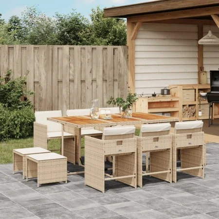 Garden dining set 11 pieces with beige synthetic rattan cushions by , Garden sets - Ref: Foro24-3277923, Price: 651,57 €, Dis...