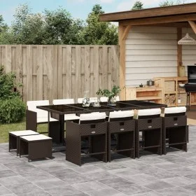 Garden furniture set 13 pieces and brown synthetic rattan cushions by , Garden sets - Ref: Foro24-3277928, Price: 807,74 €, D...