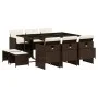Garten-Essgruppe mit 11 Teilen und braunen Kunststoff-Rattan-Kissen. von , Gartensets - Ref: Foro24-3277736, Preis: 633,54 €,...