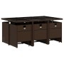 Set comedor de jardín 11 pzas y cojines ratán sintético marrón