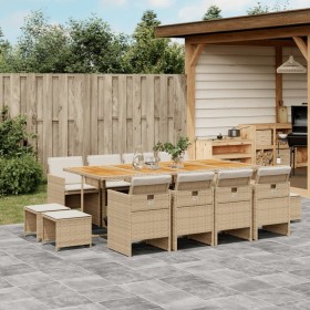 Garten-Essgruppe mit 13-teiligen Kissen aus synthetischem Rattan in Beige. von , Gartensets - Ref: Foro24-3277755, Preis: 986...