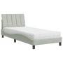 Bed with light gray velvet mattress 90x200 cm by , Beds and slatted bases - Ref: Foro24-3208574, Price: 265,47 €, Discount: %