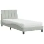 Cama con colchón terciopelo gris claro 90x200 cm de , Camas y somieres - Ref: Foro24-3208574, Precio: 275,26 €, Descuento: %