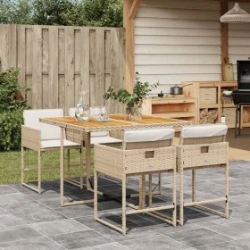Set comedor de jardín 5 pzas con cojines ratán sintético beige de , Conjuntos de jardín - Ref: Foro24-3278031, Precio: 369,86...