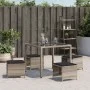 Taburetes jardín y cojines 4 uds ratán PE gris claro 40x40x35cm by , Outdoor ottomans - Ref: Foro24-4007488, Price: 103,04 €,...