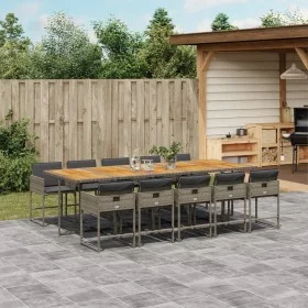 Set de comedor de jardín 11 pzas y cojines ratán sintético gris by , Garden sets - Ref: Foro24-3278065, Price: 971,21 €, Disc...