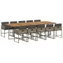 Set de comedor de jardín 11 pzas y cojines ratán sintético gris de , Conjuntos de jardín - Ref: Foro24-3278065, Precio: 921,6...