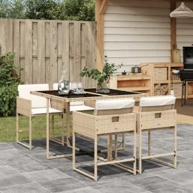 Garten-Essgruppe 5-teilig mit beigen Polstern aus synthetischem Rattan von , Gartensets - Ref: Foro24-3278025, Preis: 352,19 ...