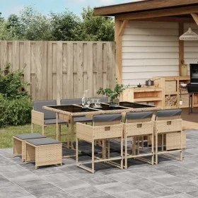 Set comedor de jardín 11 pzas con cojines ratán sintético beige von , Gartensets - Ref: Foro24-3278099, Preis: 631,81 €, Raba...